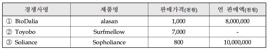 국내·외 주요 시장 경쟁사