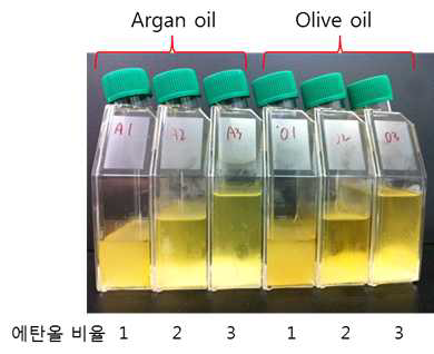 에탄올 비율에 의한 에탄올 침전물의 양