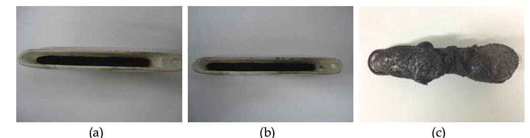 전기로를 이용한 목분의 탄화 (a) 목분 (b) IL 처리한 목분 (c) Glucose.