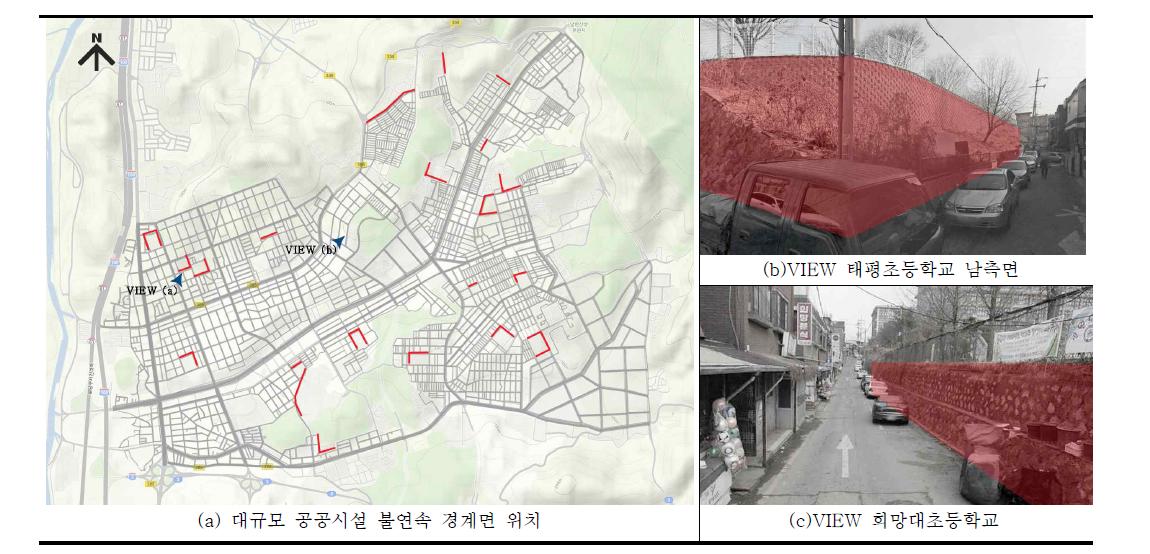 대규모 공공시설의 불연속 경계면 현황