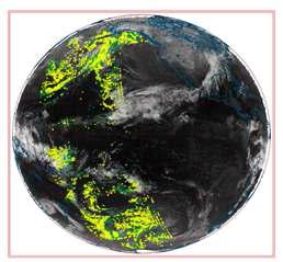 Result of cloud detection using total cloud liquid water. Green and yellow color indicate positive and negative value of observation innovation, respectively.