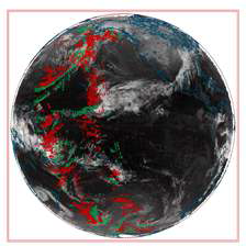 Result of new cloud detection algorithm on 12 January, 2012. Green and red color indicate positive and negative value of observation innovation, respectively.