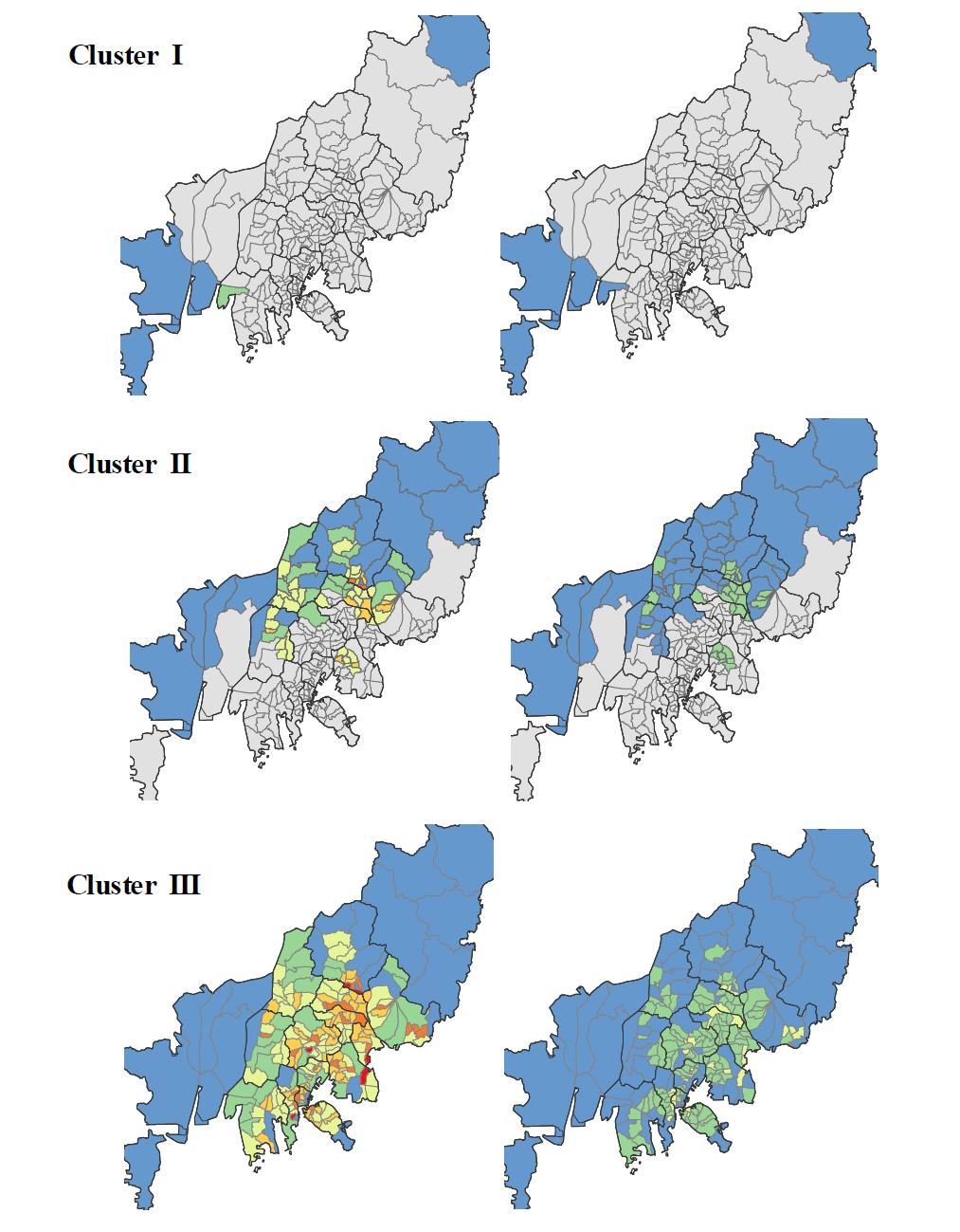 Distribution of static exposure to 8-hr ozone for productive population(left) and dependent population(right) for each episode.