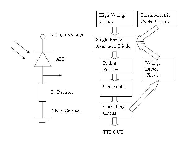 광자계수기의 APD전체 회로의 개념도.