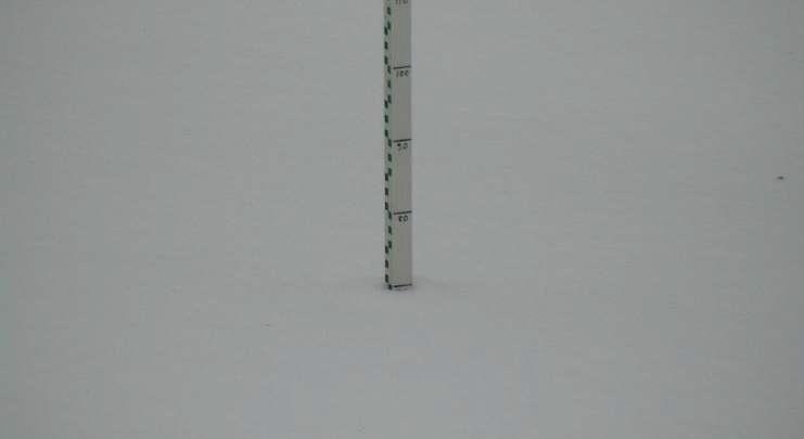 One of the snow stake considered as reference of measurement of snow depth (courtesy by FMI).