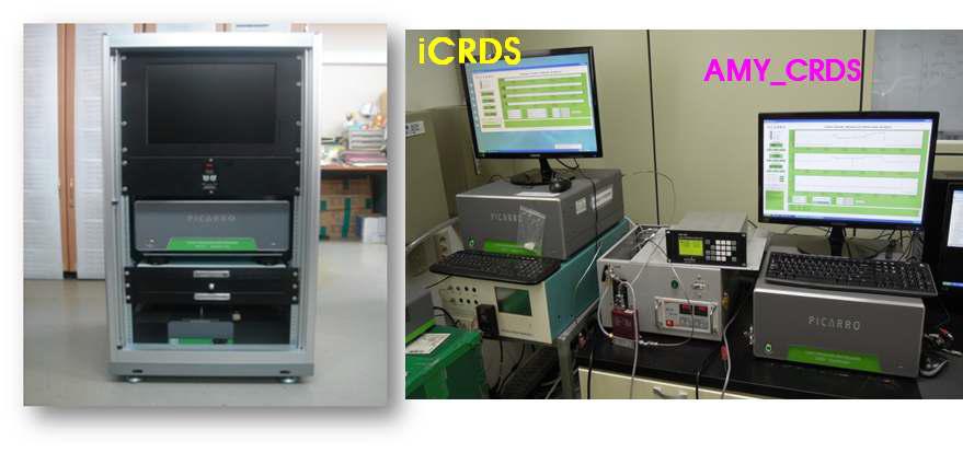 제주도고산의 이동식 iCRDS 와 안면도 CRDS 관측기기