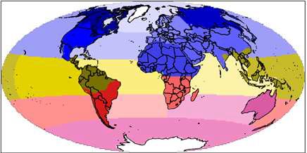 Localization region consisted of three large regions which are Norther Hemisphere (NH), Tropics (TR), and Southern Hemisphere (SH).