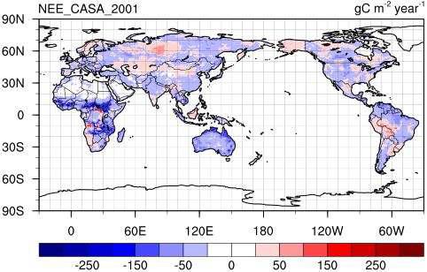 Terrestrial Net Ecosystem Exchange (NEE) from the prior result of CarbonTracker-Asia. Unit is gC m-2yr-1.