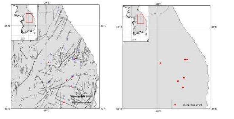 Relocated Epicenters for Yeongwol and Taebaek Area, 1-D Velocity Model Chang and Baag(2006)(HypoDD).