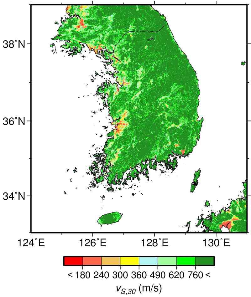 Site-condition map derived from topographic slope.