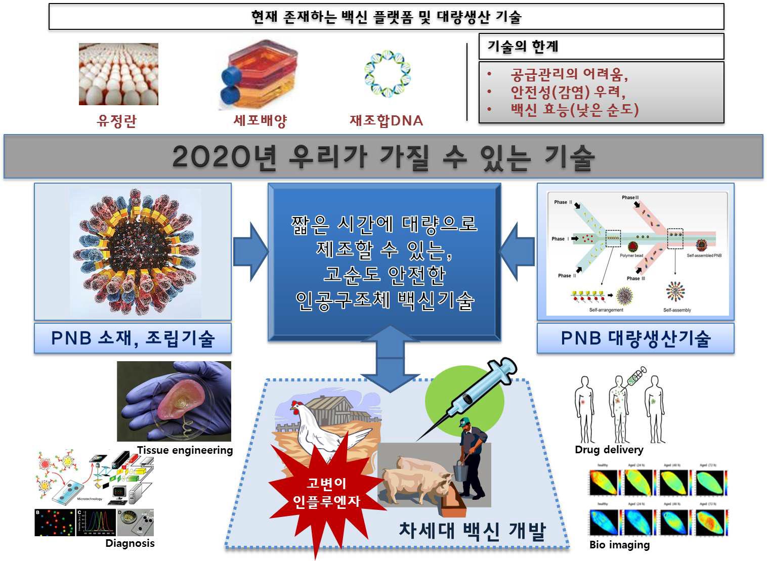 고변이 바이러스 능동대응 PNB 백신 기술 개념도