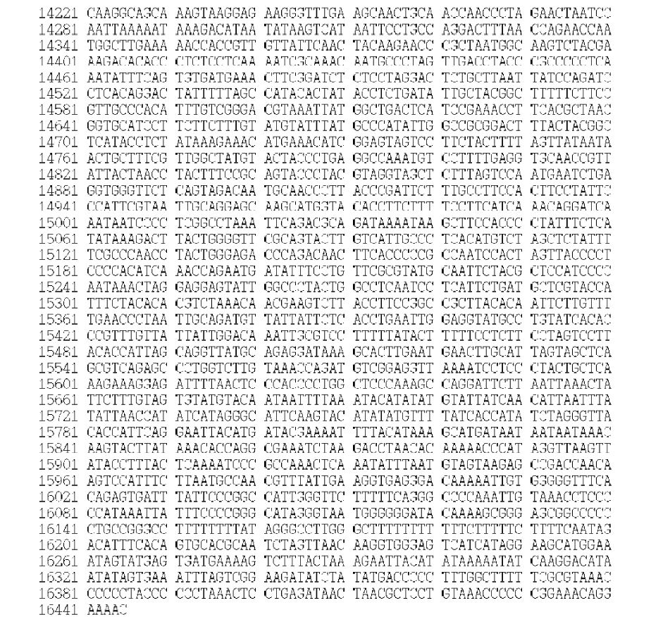 Figure 3. Sequences of the mitogenome of S. longispins (GenBank Accession No. KJ834061)