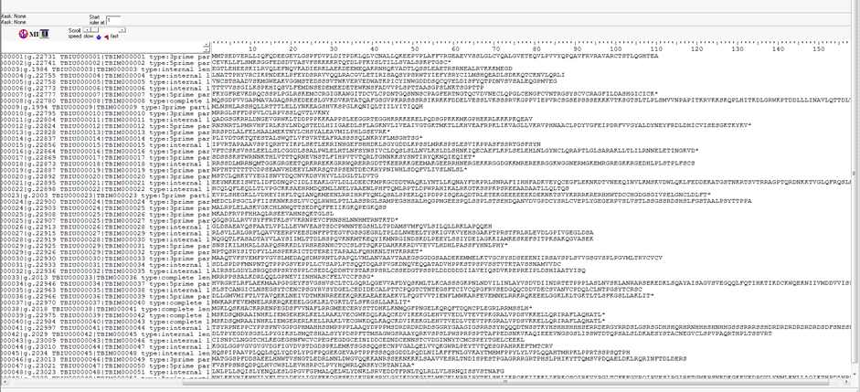 Figure 17. Amino acid sequences of unigene transcripts