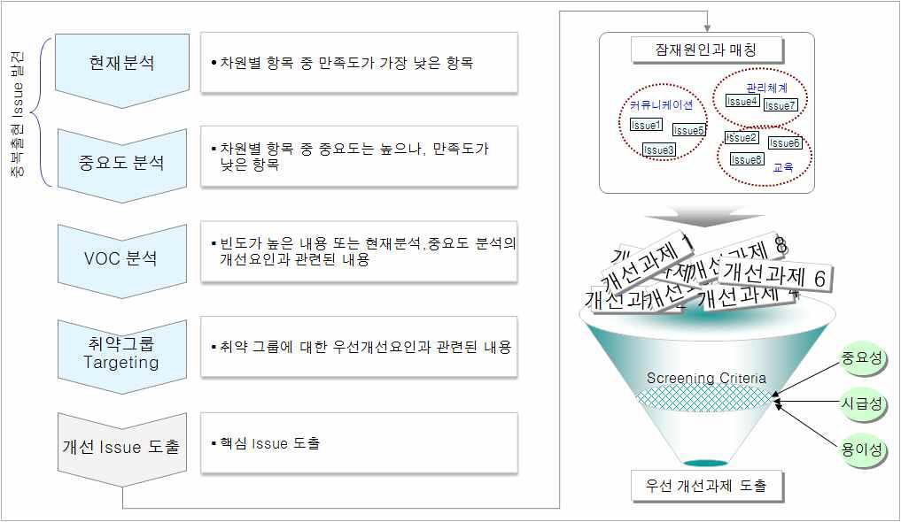 만족도 조사 개선과제 도출 Process