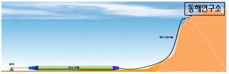 Schematic of the bottom mount acoustic cable deployed