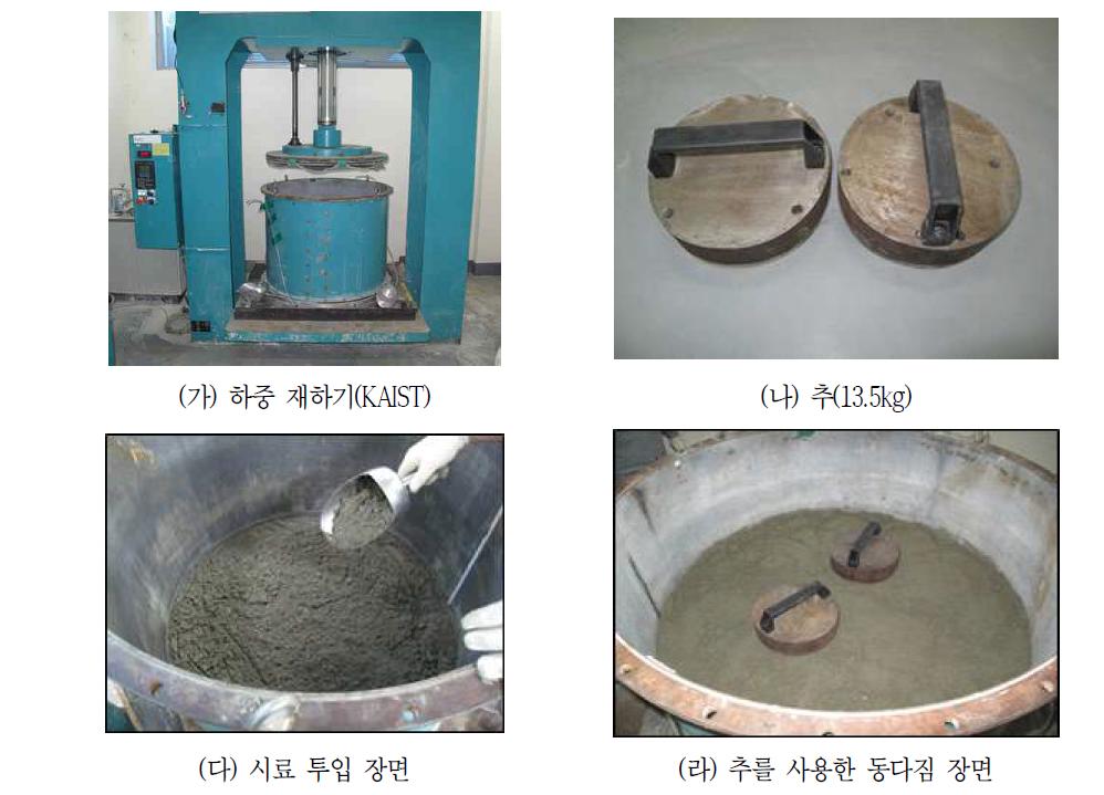 모형지반 조성에 사용된 정적 다짐 장비 및 추