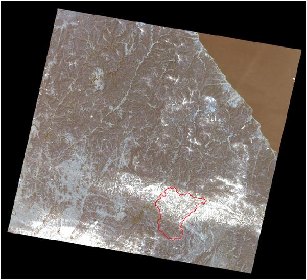 단양군을 포함하는 Landsat TM-5의 촬영 범위