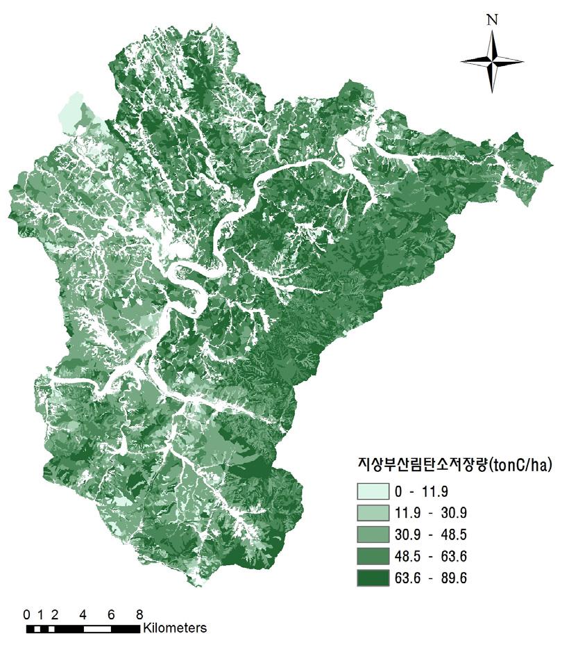 AGB 산림탄소저장량 지도