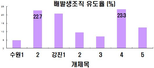 백합나무 개체목 간 배발생조직 유도율 비교