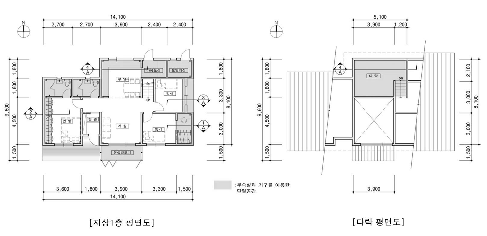 목조 패시브하우스 설계안 평면도(단층형)