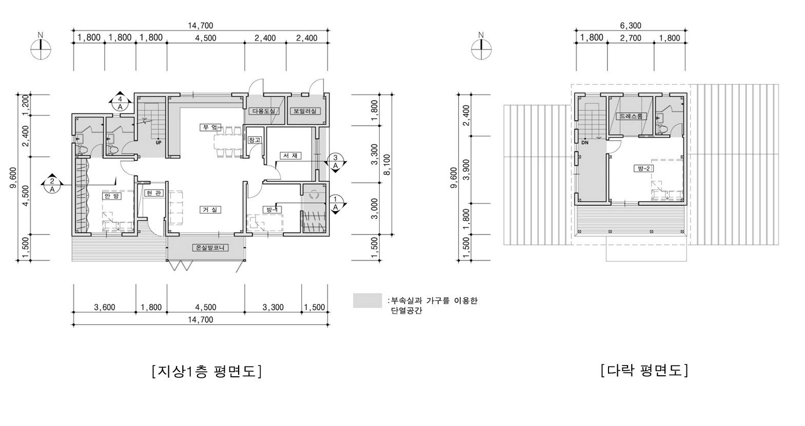 목조 패시브하우스 설계안 평면도(복층형)