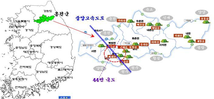 연구대상지의 행정구역 위치