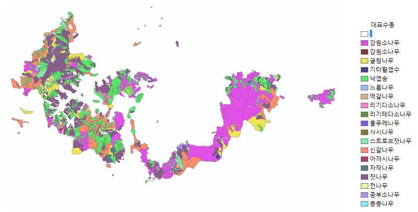 소반별 대표 수종 분포도