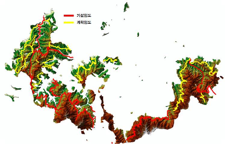 매화산특별경영계획구 임도망 노선대 배치