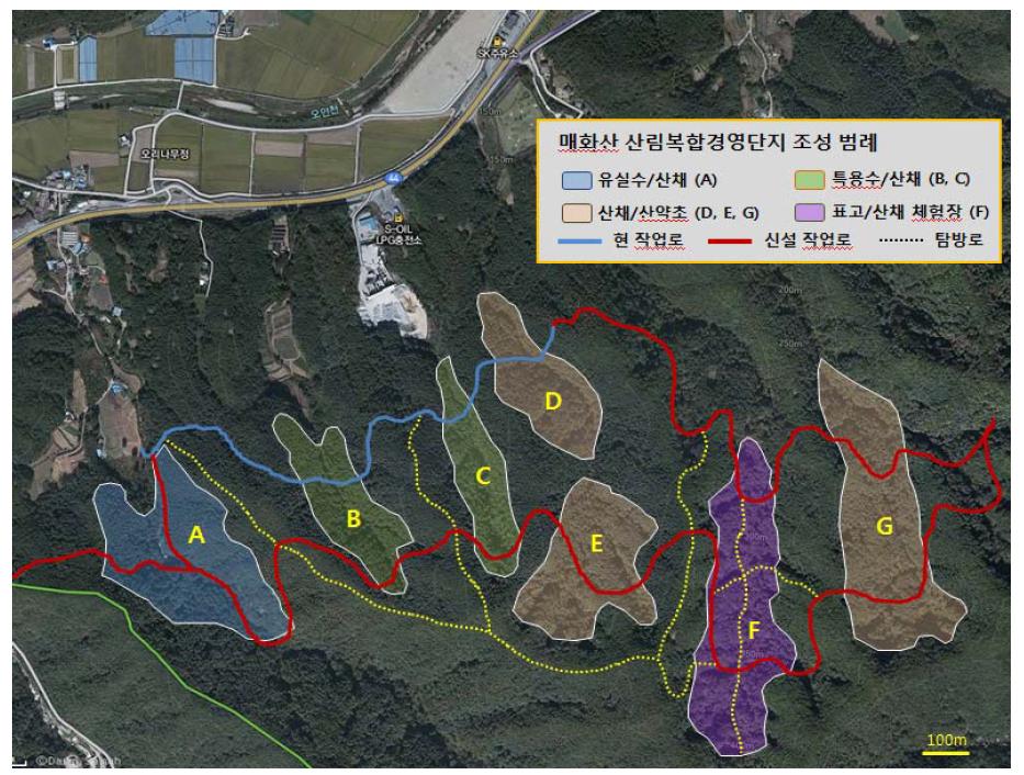 매화산특별경영계획구 내 단기소득임산물 재배 가능지역