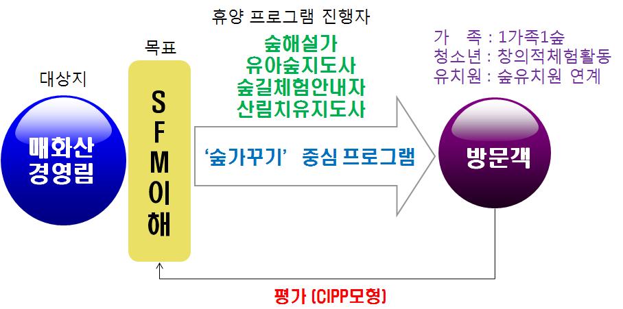 숲가꾸기와 연계한 산림휴양프로그램 개발 흐름도