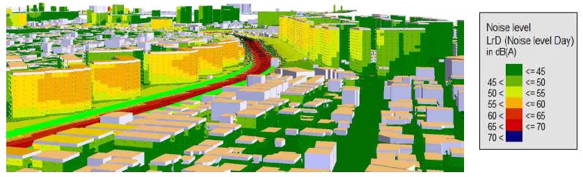 Facade noise map of A-city (Day).