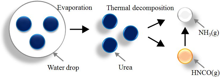 Urea solution mechanisms in high-temperature exhaust gas