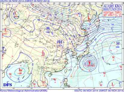 850 hPa weather charts for 06 November, 2014
