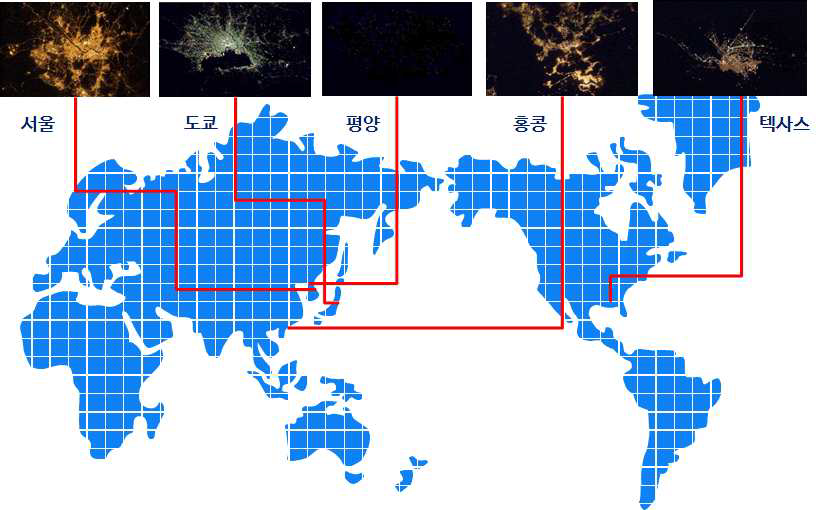 세계 주요도시의 야간 위성사진