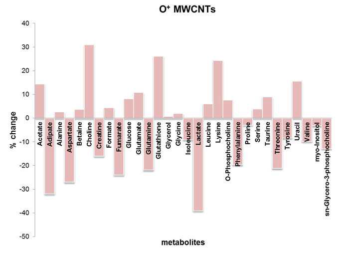 O+-MWCNTs에 의한 마우스 폐조직에서 대사체 변화율 분석