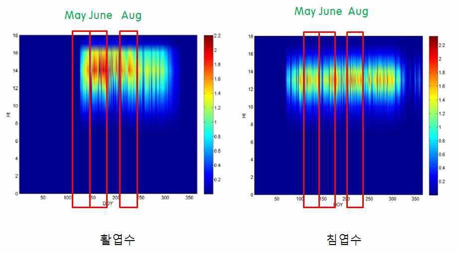 2013년 측정된 조림상태에 따른 NPP 변화