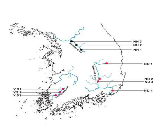 Map showing sampling sites in rivers.