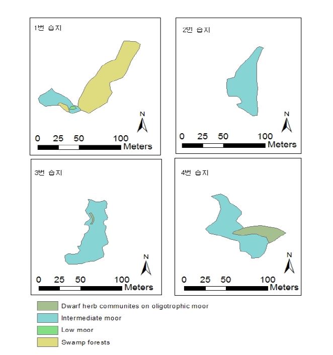 Actual vegetation map of Cheonchuksan wetland.