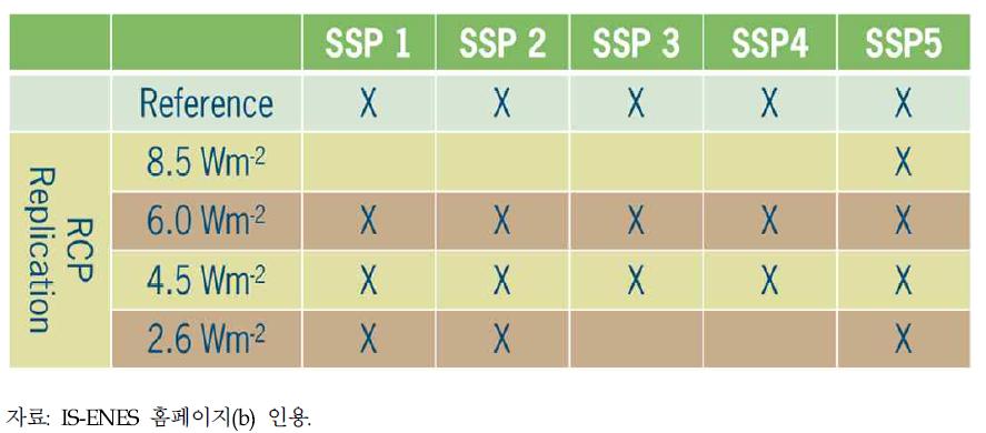 가능한 RCP와 SSP의 조합