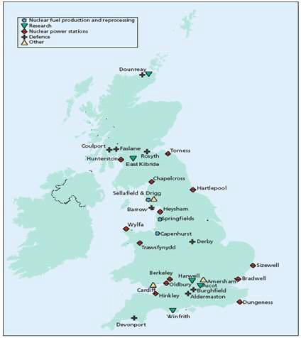 영국의 원자력시설 현황