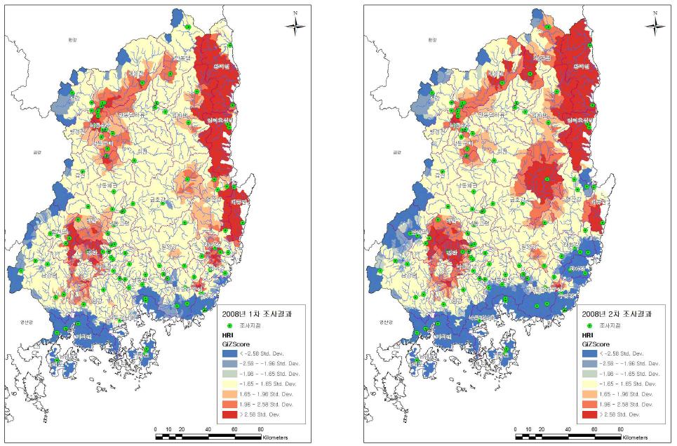 HRI Hotspot 분석결과(2008)