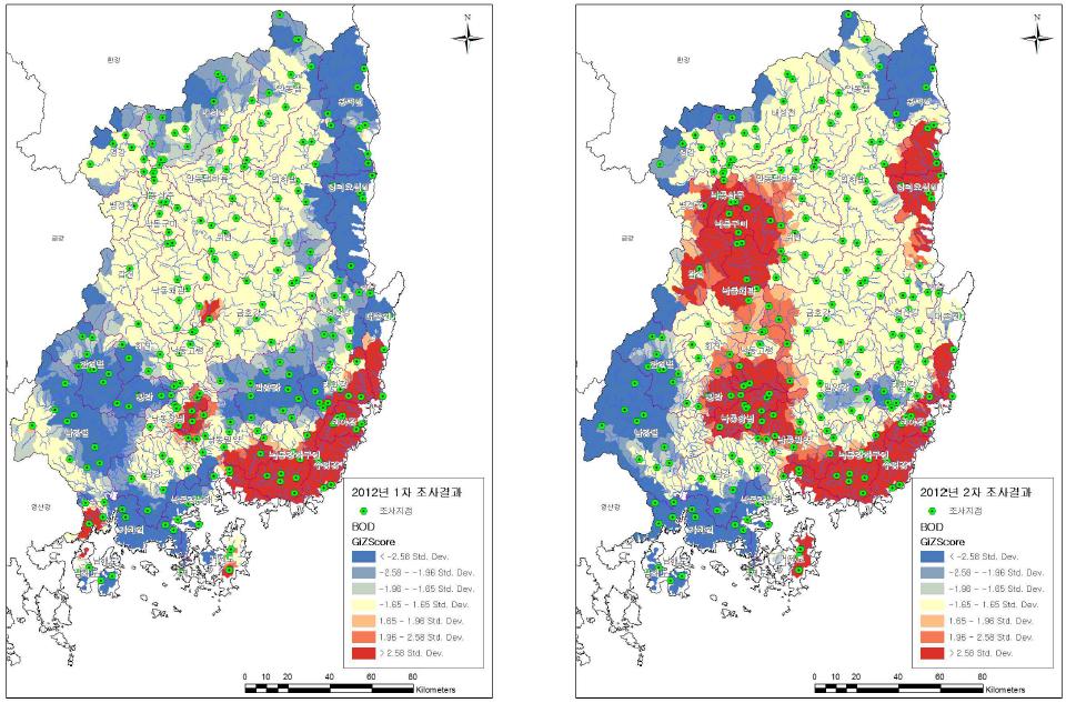 BOD Hotspot 분석결과(2012)