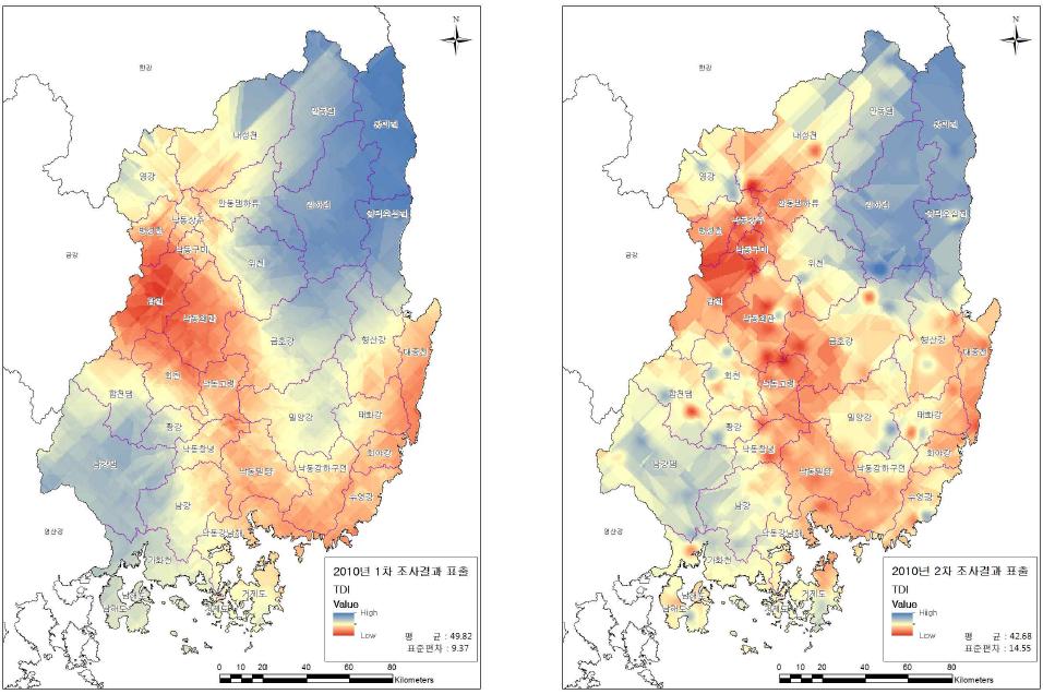 TDI Kriging 표출결과(2010)