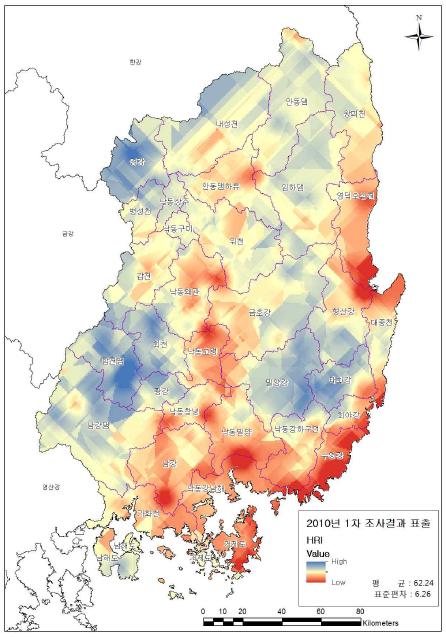 HRI Kriging 표출결과(2010)