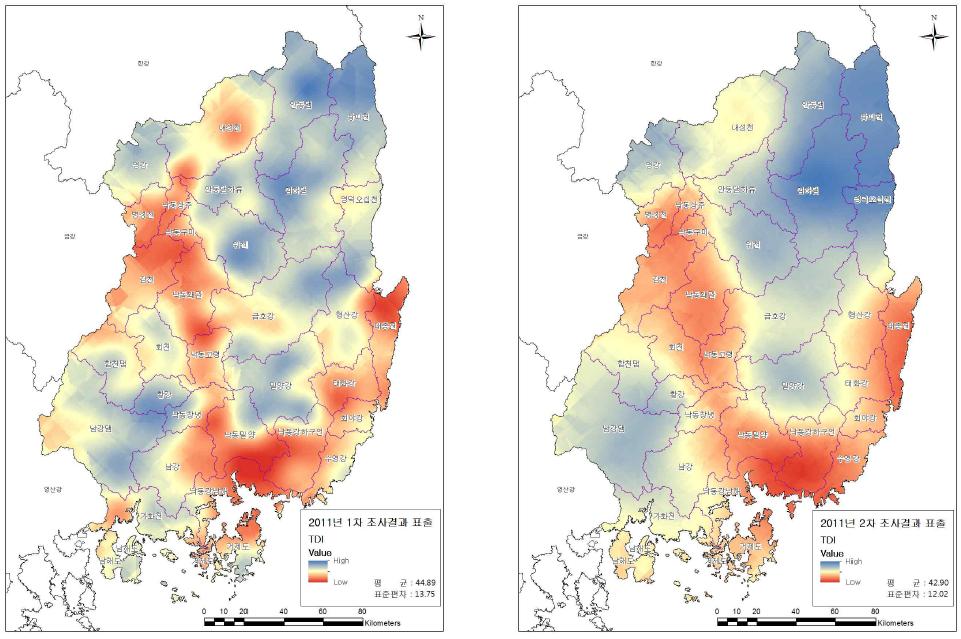 TDI Kriging 표출결과(2011)