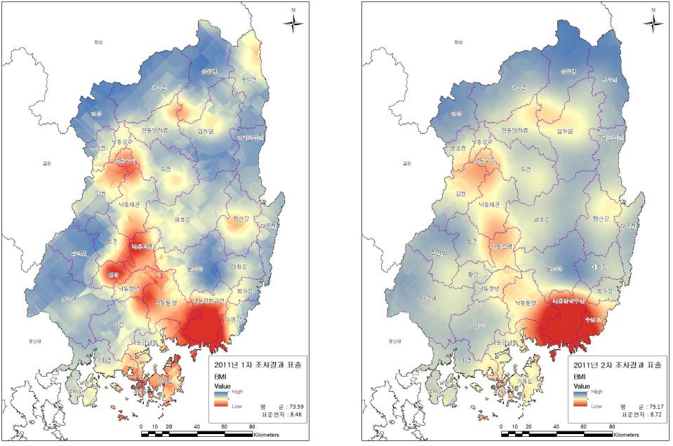 BMI Kriging 표출결과(2011)