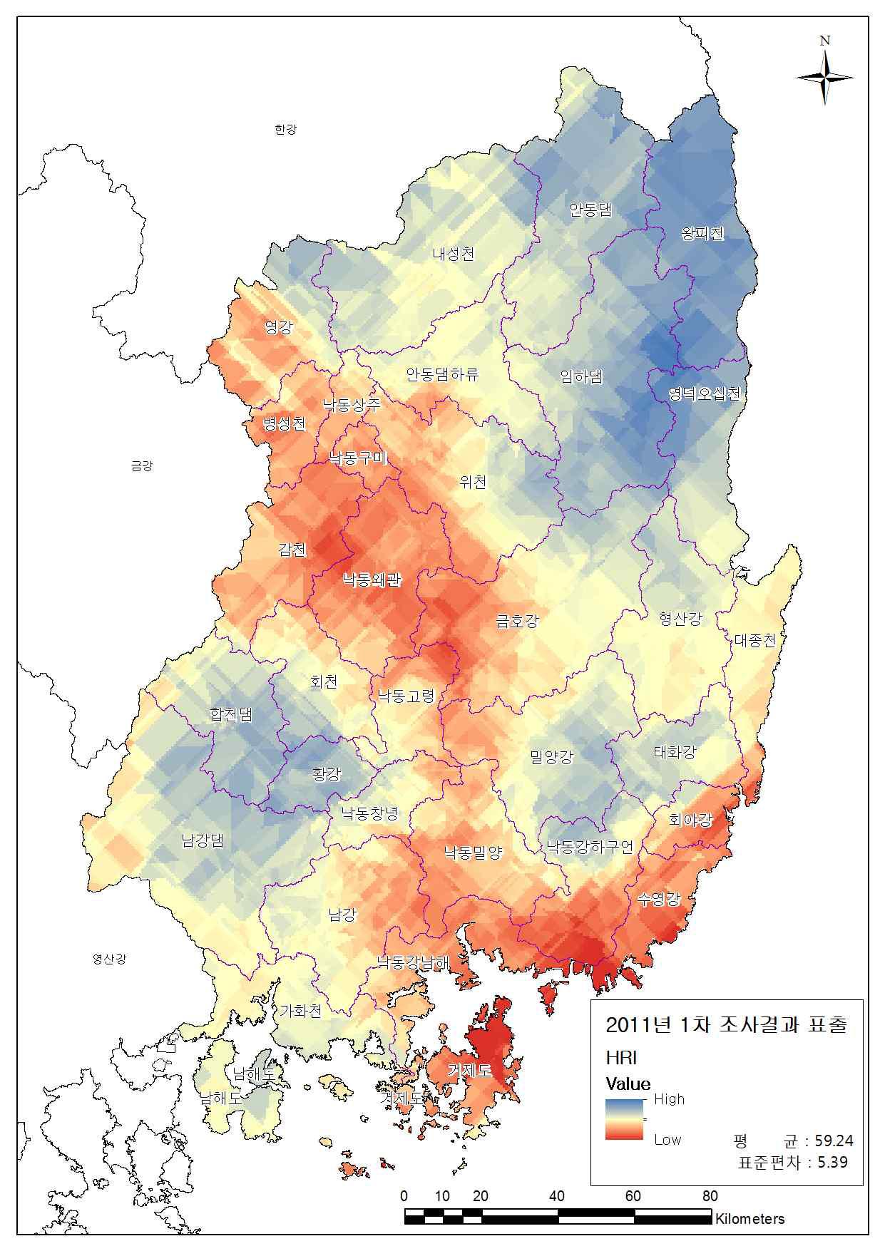 HRI Kriging 표출결과(2011)