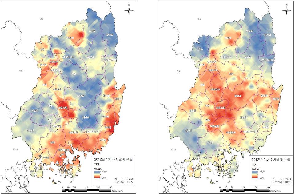 TDI Kriging 표출결과(2012)