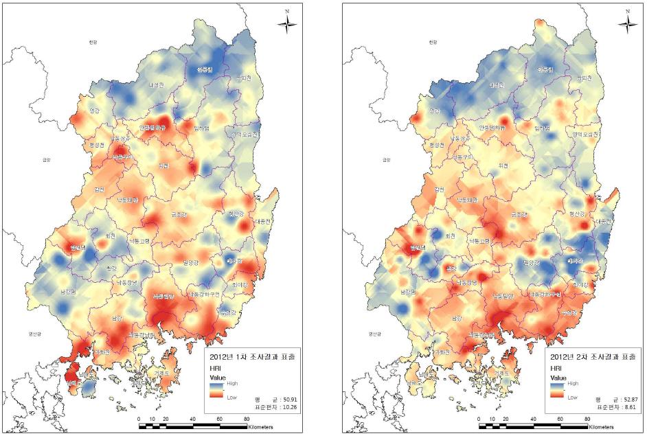 HRI Kriging 표출결과(2012)