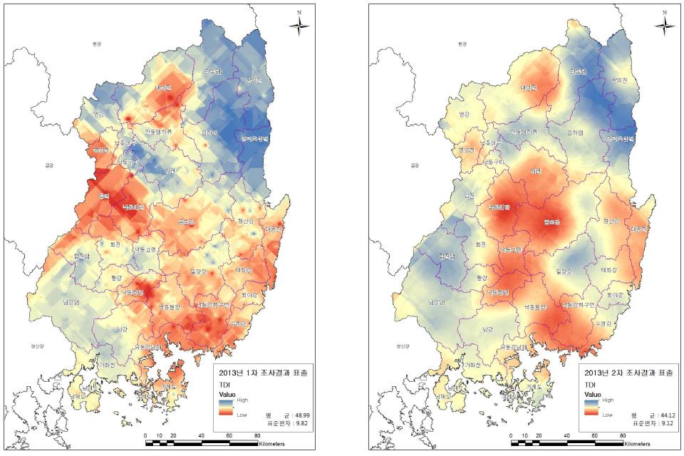 TDI Kriging 표출결과(2013)